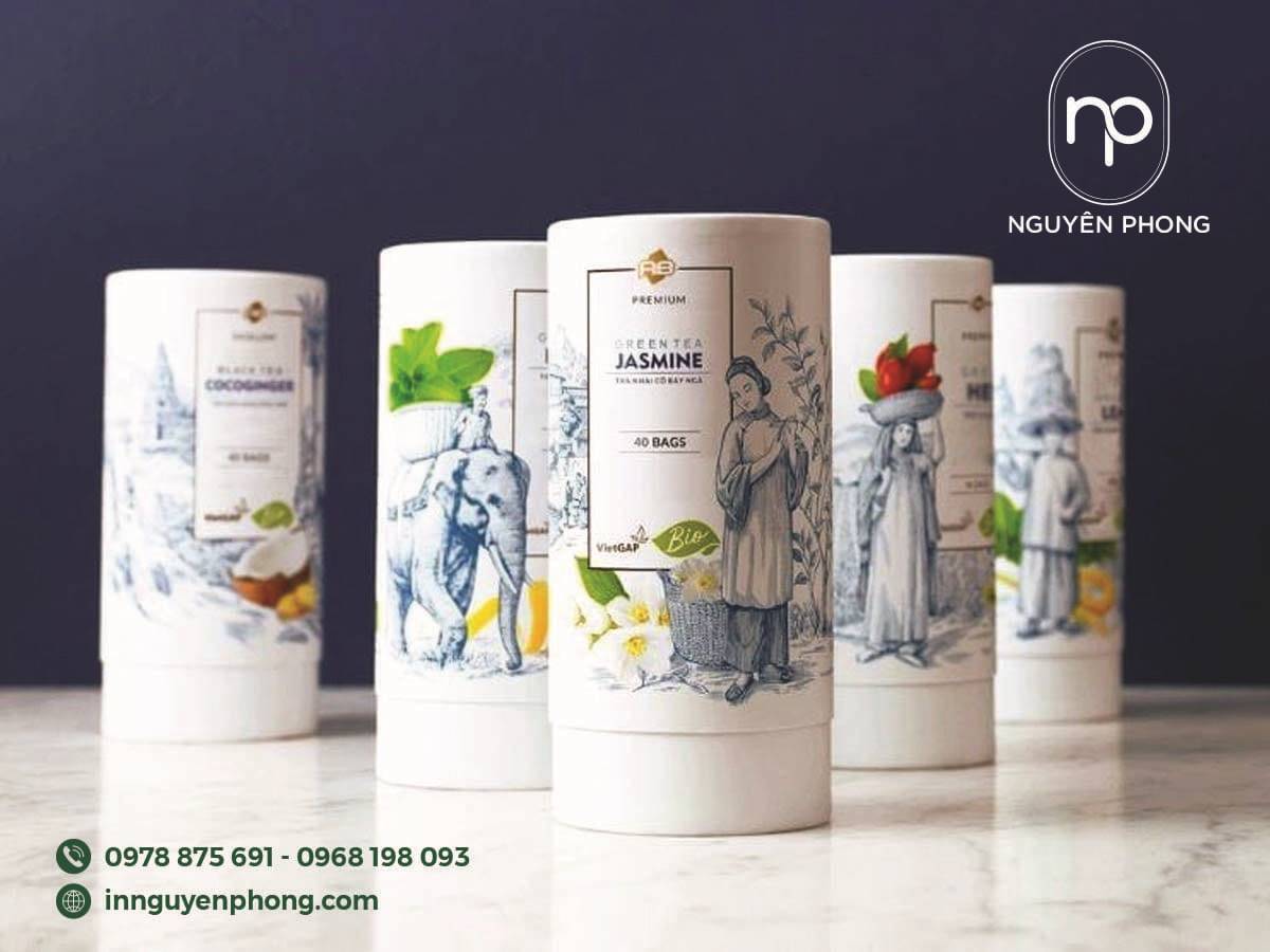 Mẫu tem trà đẹp, sáng tạo